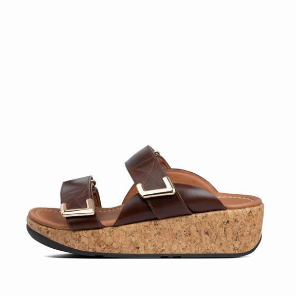 Fitflop Remi Leather Slides Chocolate/Brown Womens - South Africa (ENJR09637)